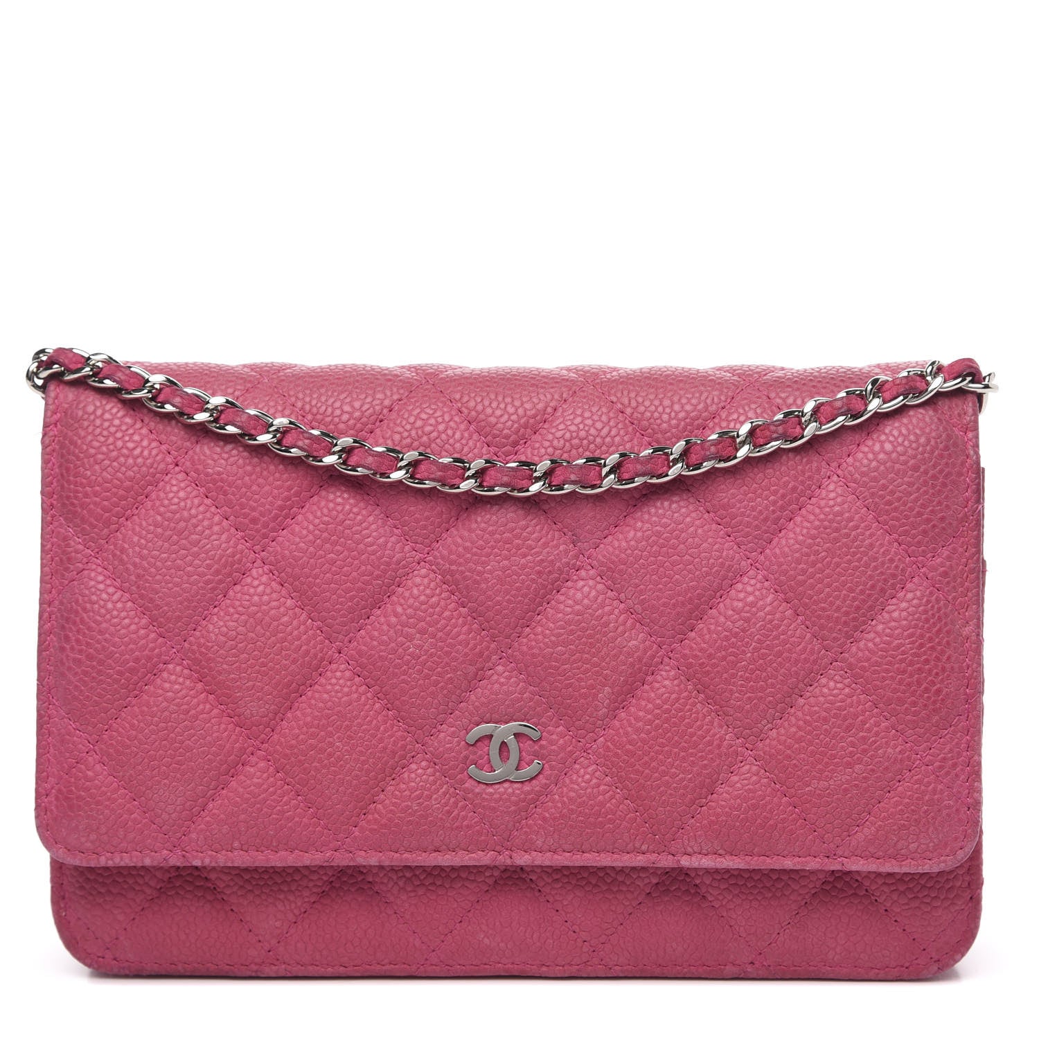 Chanel Iridescent Caviar Quilted Wallet on Chain WOC Pink 1 of 15