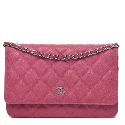 Chanel Iridescent Caviar Quilted Wallet on Chain WOC Pink 1 of 15