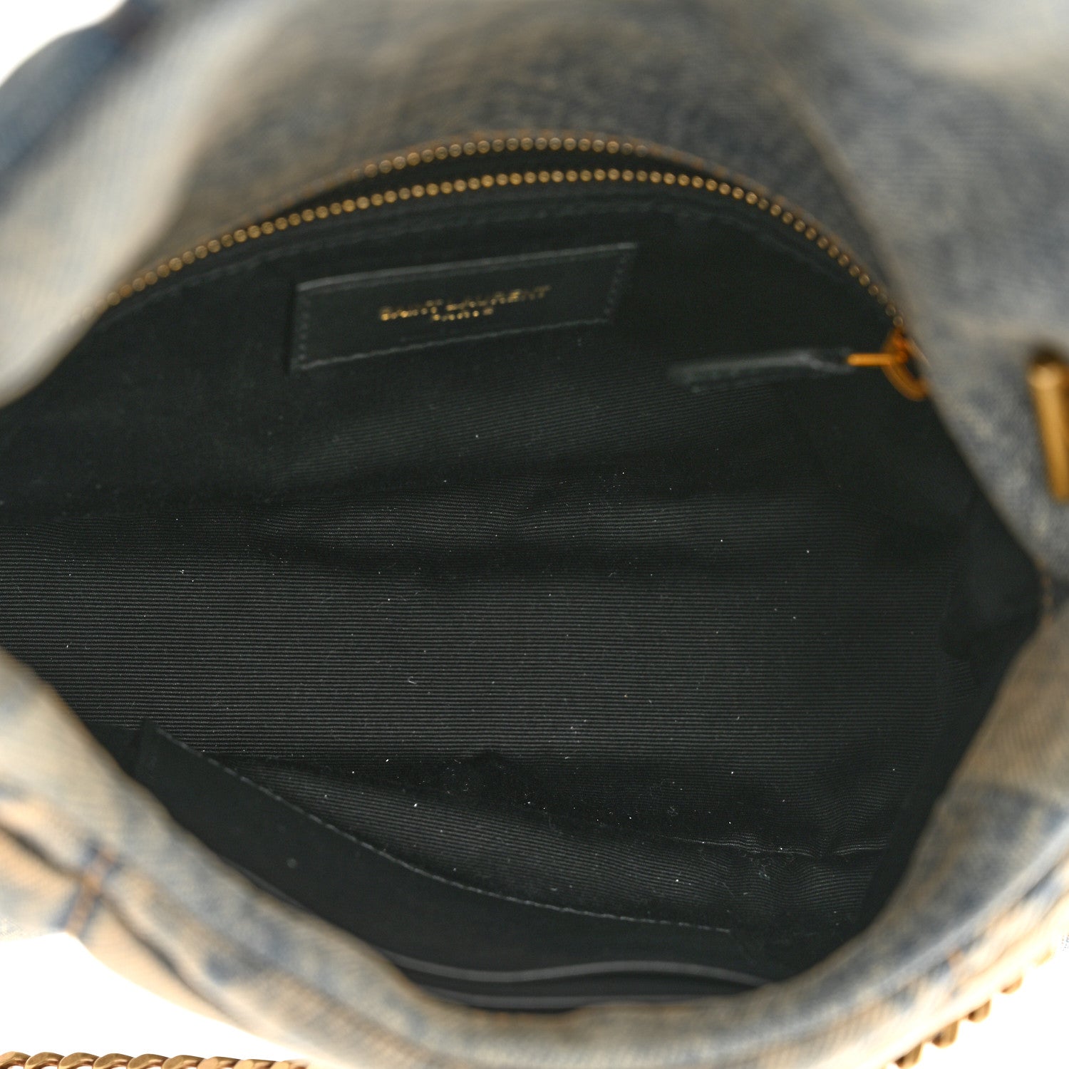 Saint Laurent Denim Quilted Toy Loulou Puffer Monogram Chain Satchel Blue Black 4 of 9