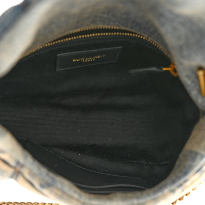 Saint Laurent Denim Quilted Toy Loulou Puffer Monogram Chain Satchel Blue Black 4 of 9