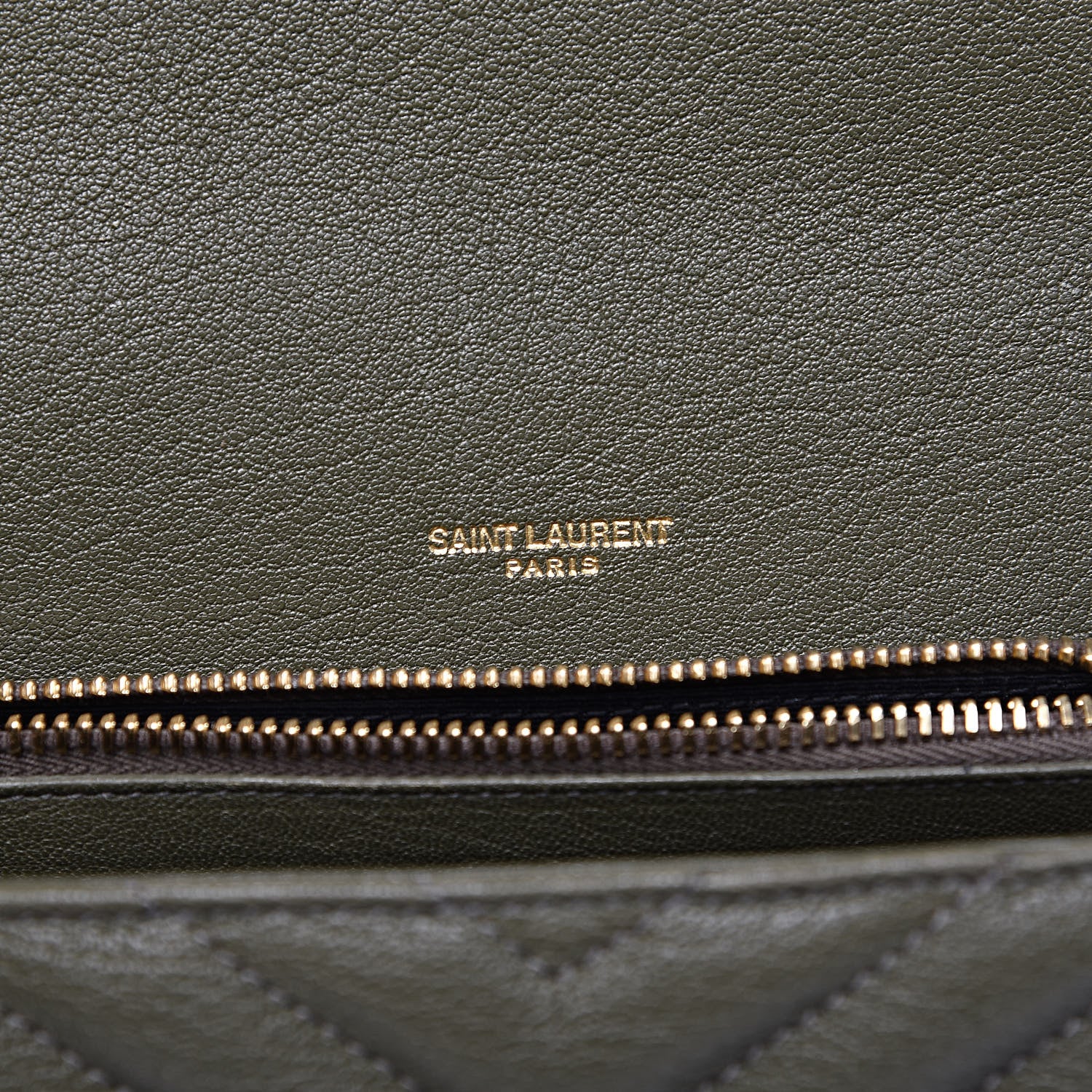 Saint Laurent Sheepskin Matelasse Chevron Monogram Medium College Bag Military Green 6 of 12