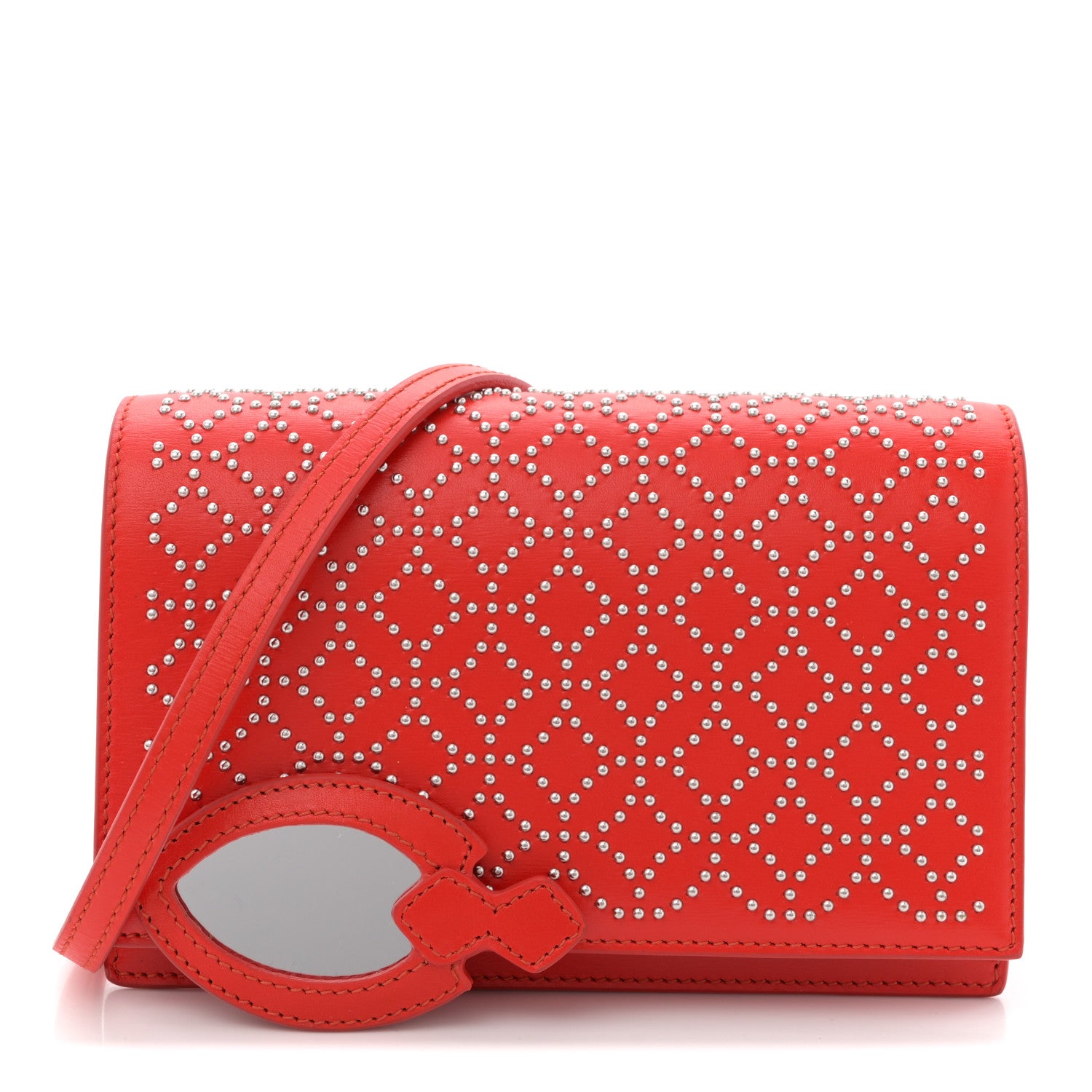 Alaia Calfskin Arabesque Studded Franca Crossbody Piment 3 of 11