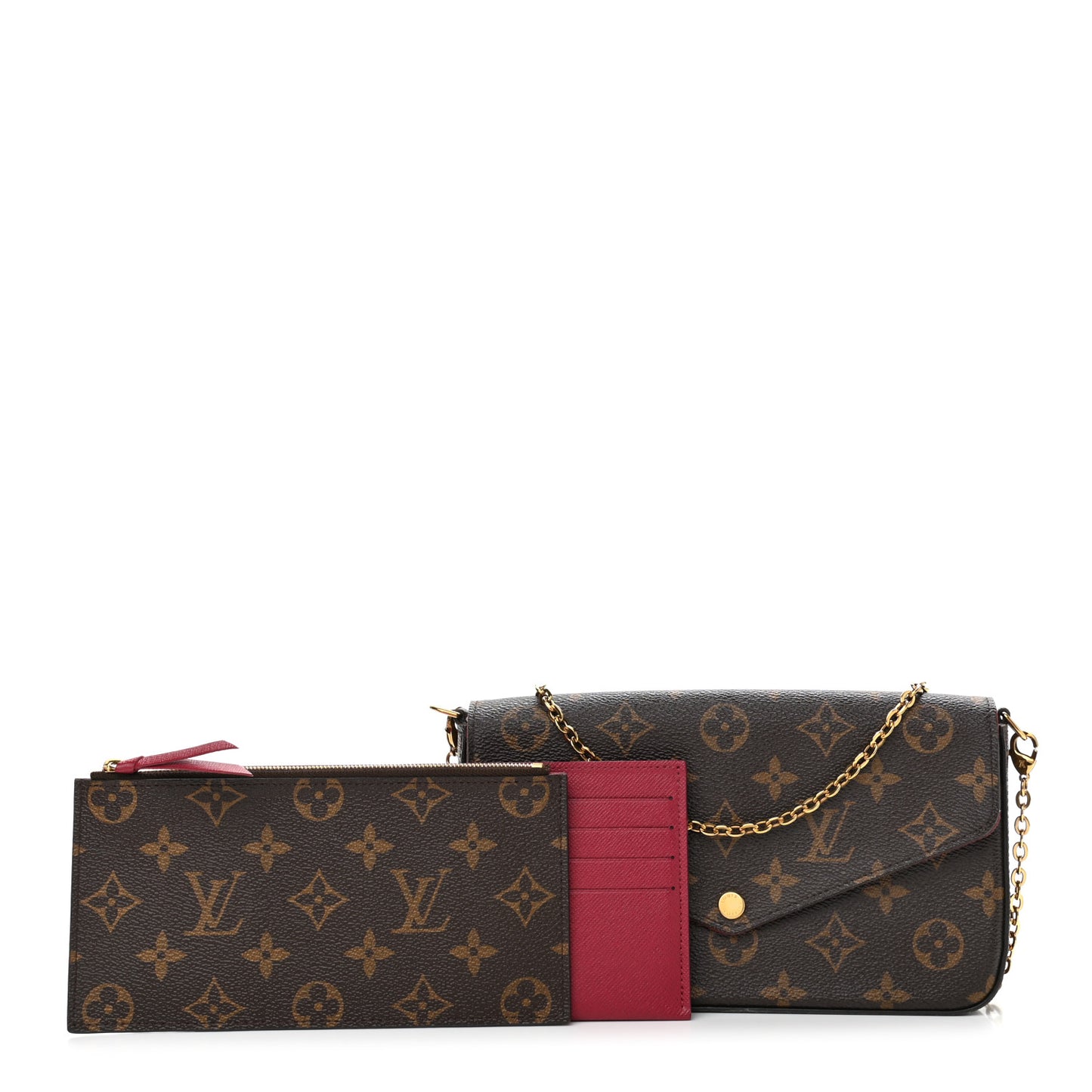 Monogram Pochette Felicie Chain Wallet Fuchsia