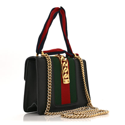 Gucci Calfskin Mini Sylvie Chain Shoulder Bag Black 3 of 11