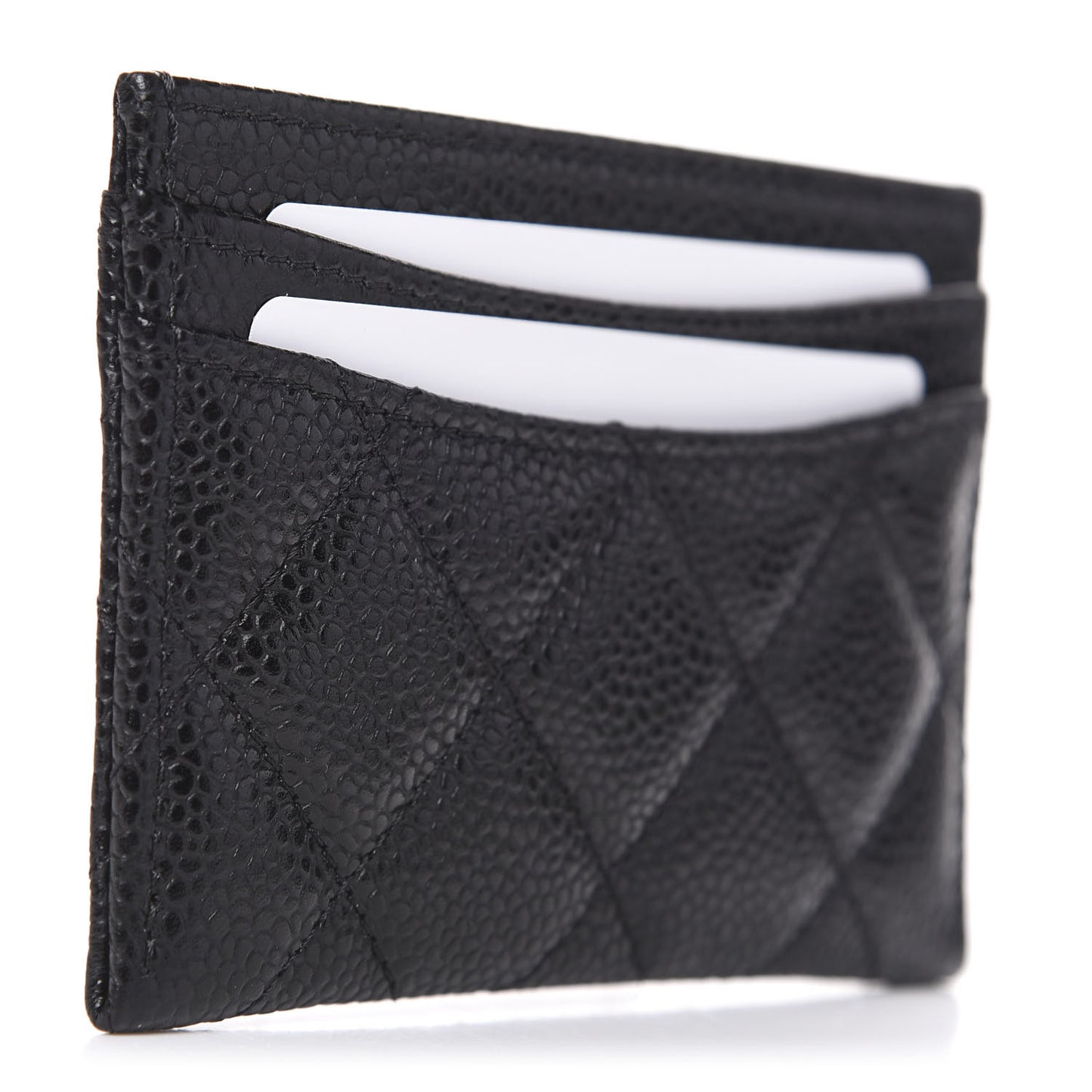 Caviar Quilted Card Holder Black