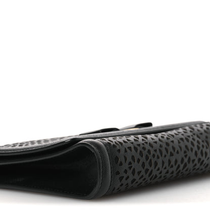 Salvatore Ferragamo Printed Calfskin Laser Cut Bow Mini Miss Vara Bow Chain Bag Black 8 of 11