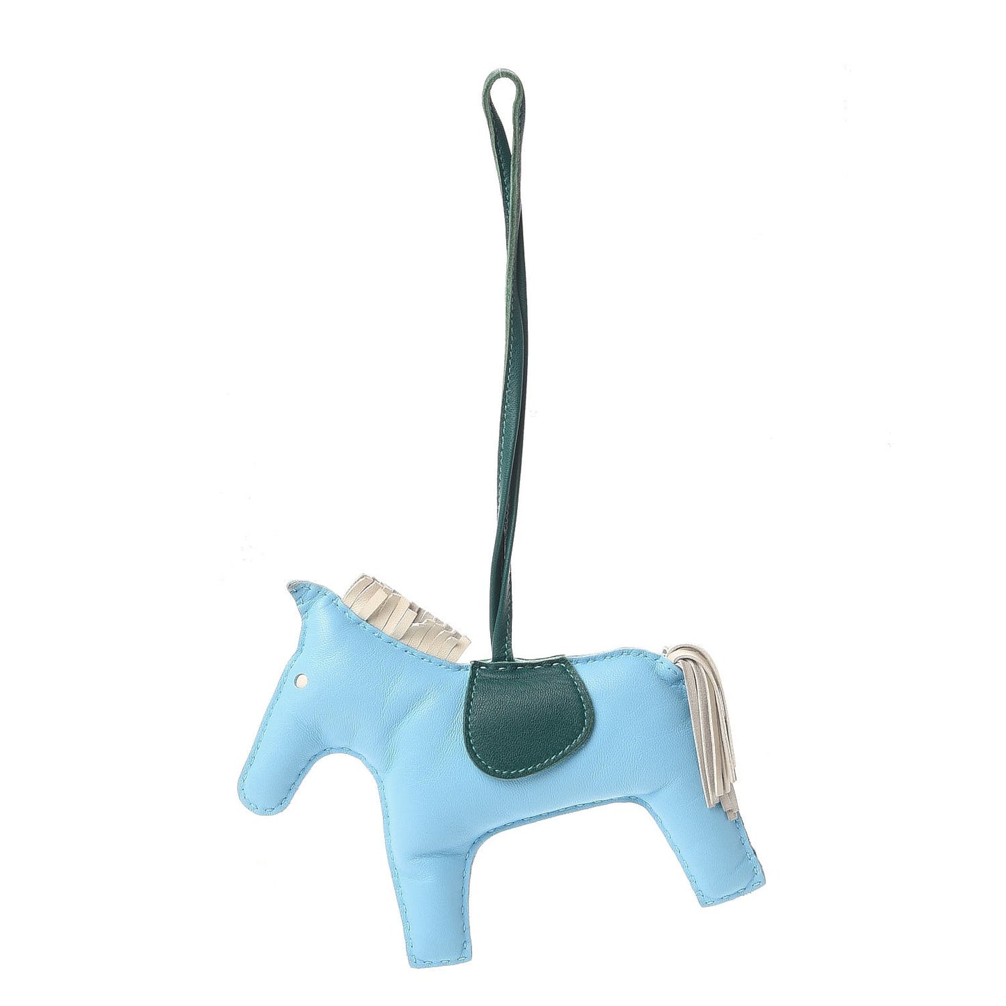 Milo Lambskin Grigri Rodeo Horse Bag Charm GM Celeste Malachite Craie