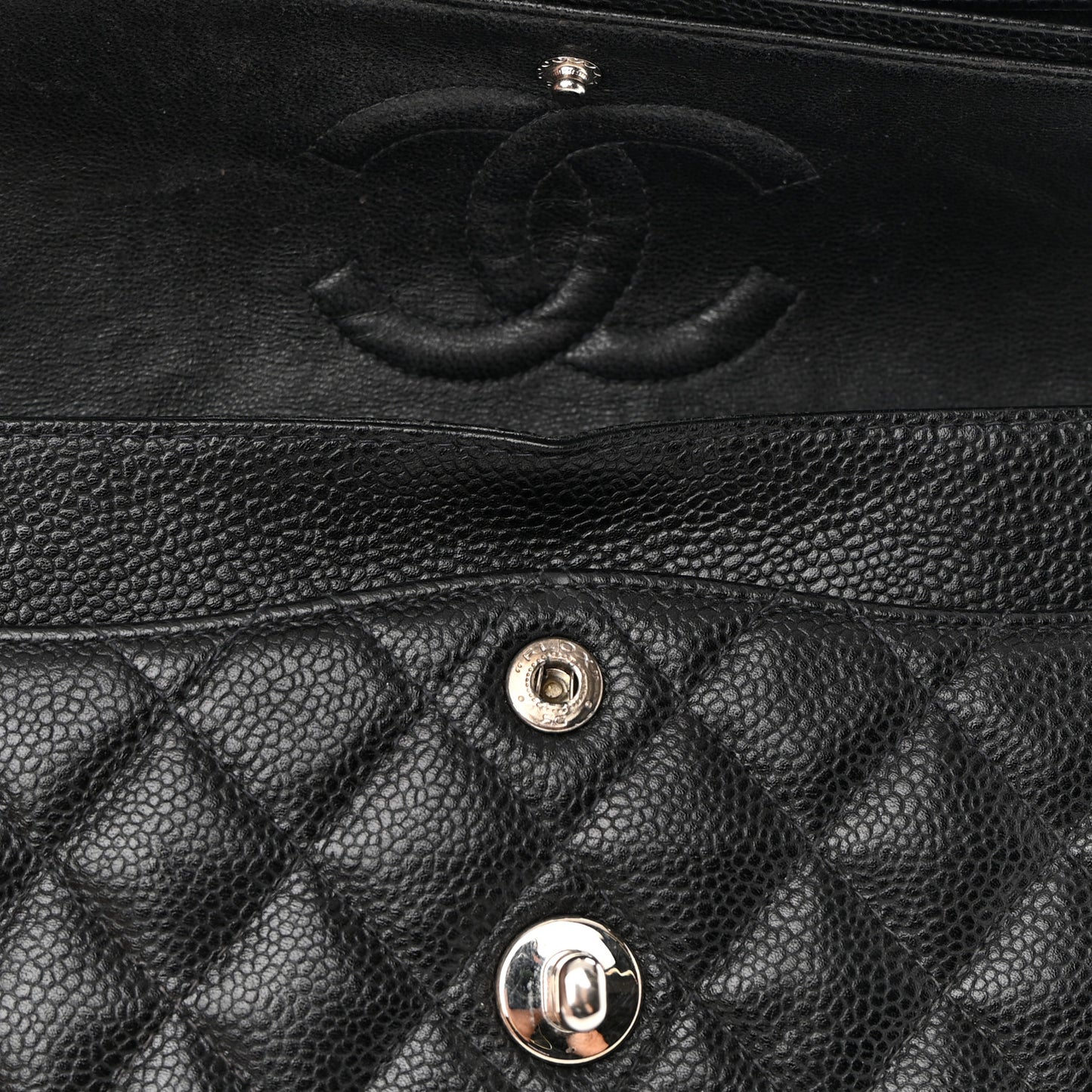 Caviar Quilted Small Double Flap Black