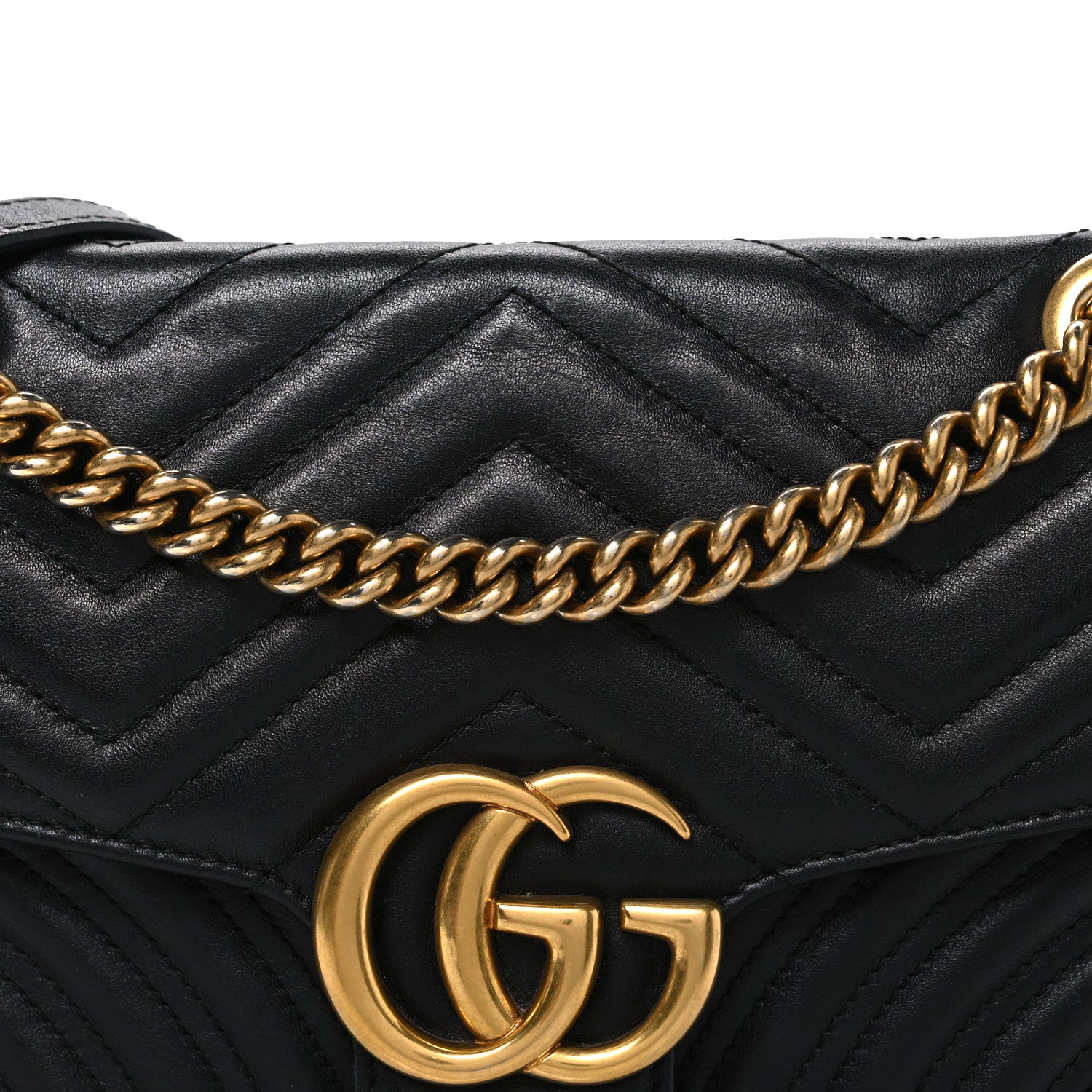 Gucci Calfskin Matelasse Small GG Marmont Shoulder Bag Black 8 of 10