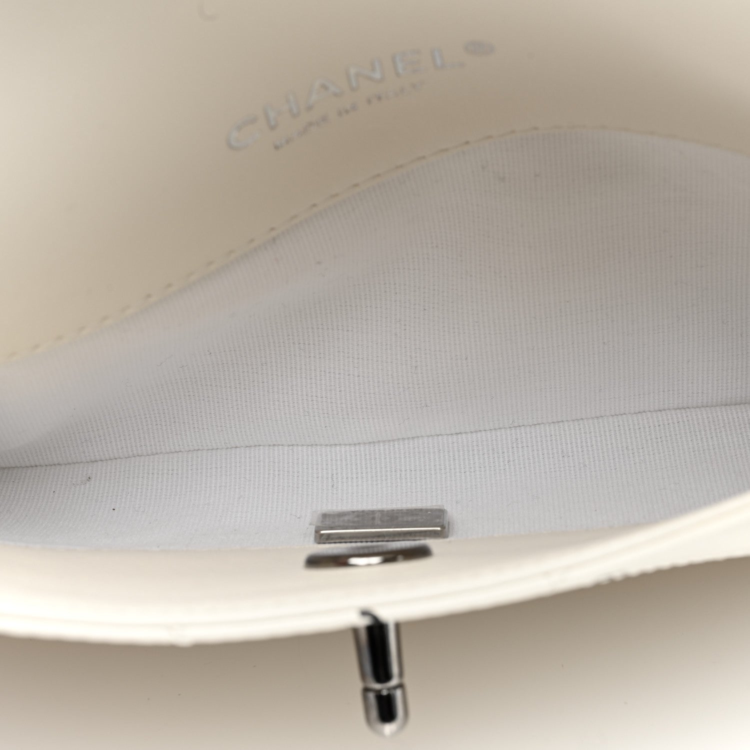 Chanel Printed Lambskin Logo CC Envelope Clutch With Chain White 5 of 10