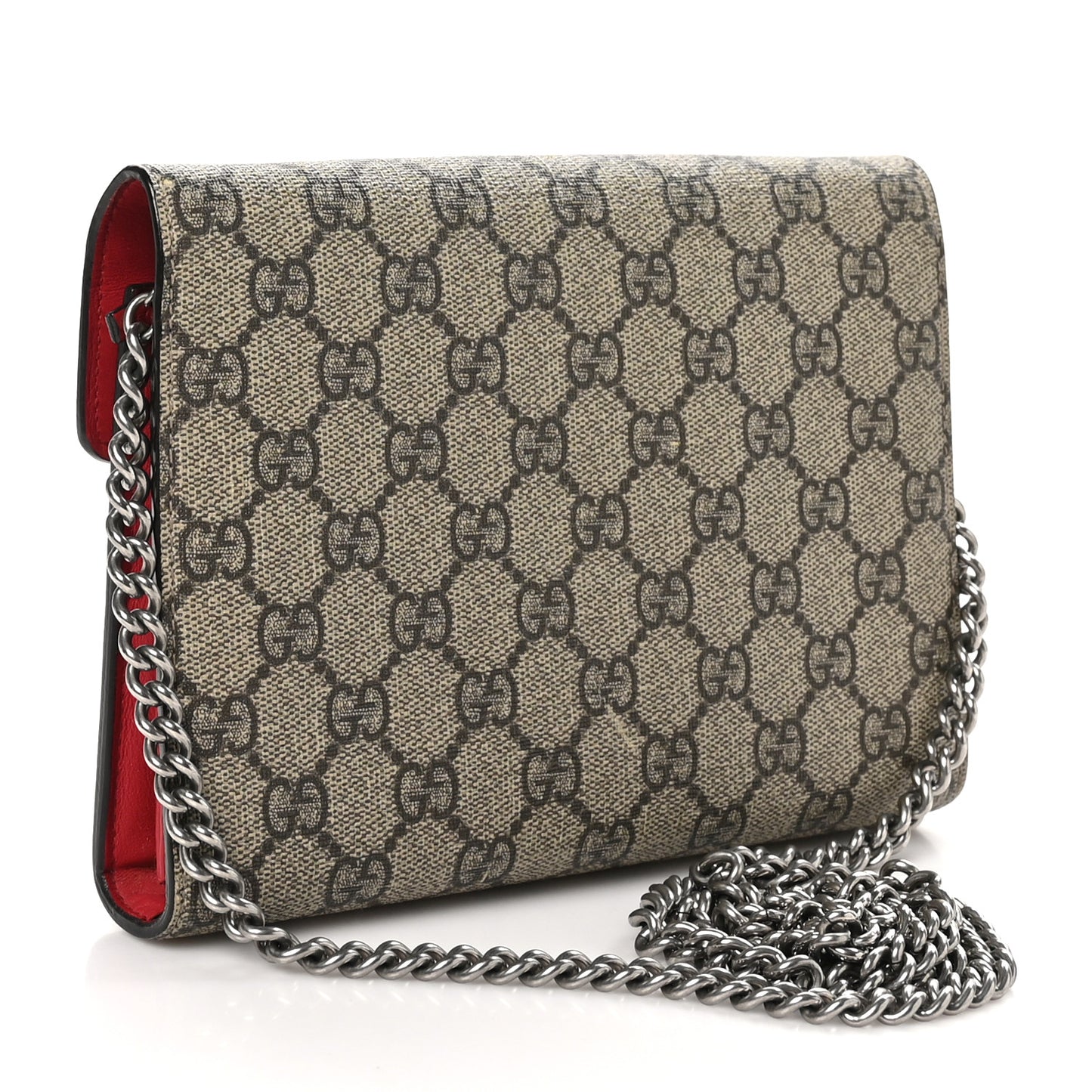 GG Supreme Monogram Mini Dionysus Chain Wallet Beige Vulcanic Red