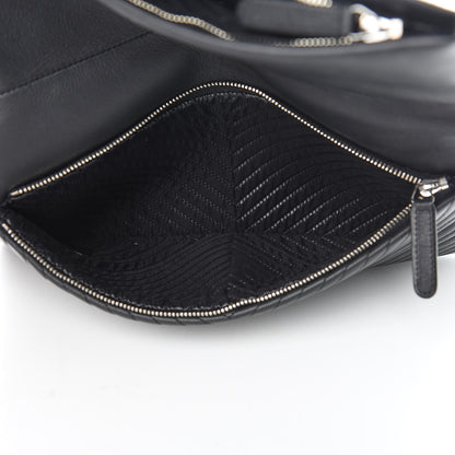 Chanel Calfskin Chevron Quilted Beauty CC Boy Clutch Black 6 of 10