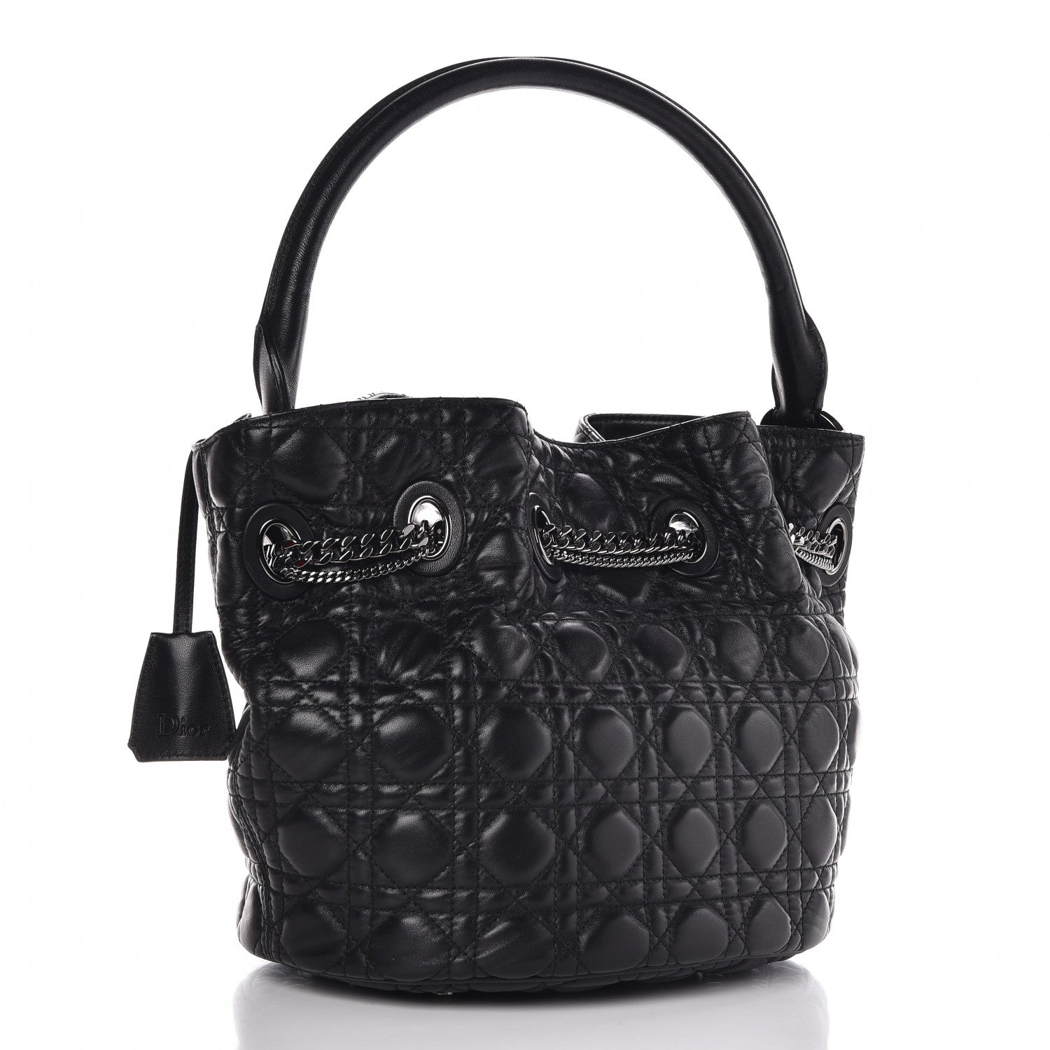 Christian Dior Lambskin Cannage Chri Chri Drawstring Bag Black 3 of 7