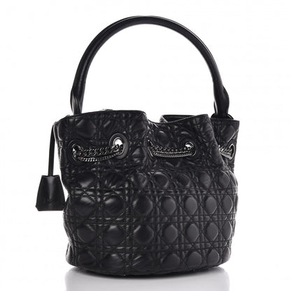 Christian Dior Lambskin Cannage Chri Chri Drawstring Bag Black 3 of 7