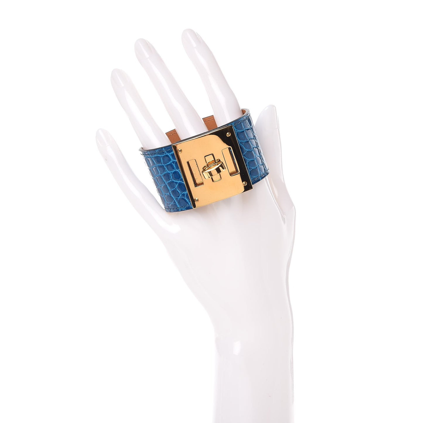 Shiny Alligator Kelly Dog Cuff Bleu Izmir