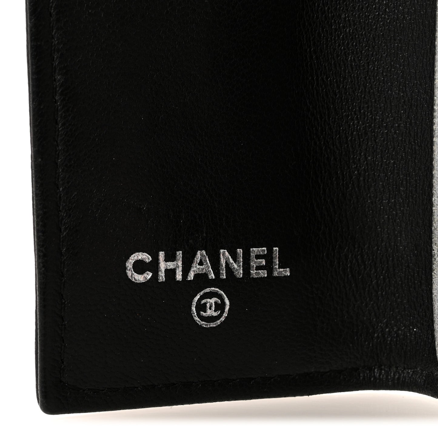 Lambskin Camellia Embossed 6 Key Holder Black
