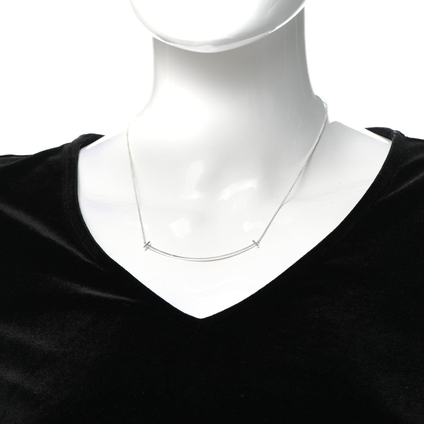 Sterling Silver Large T Smile Pendant Necklace