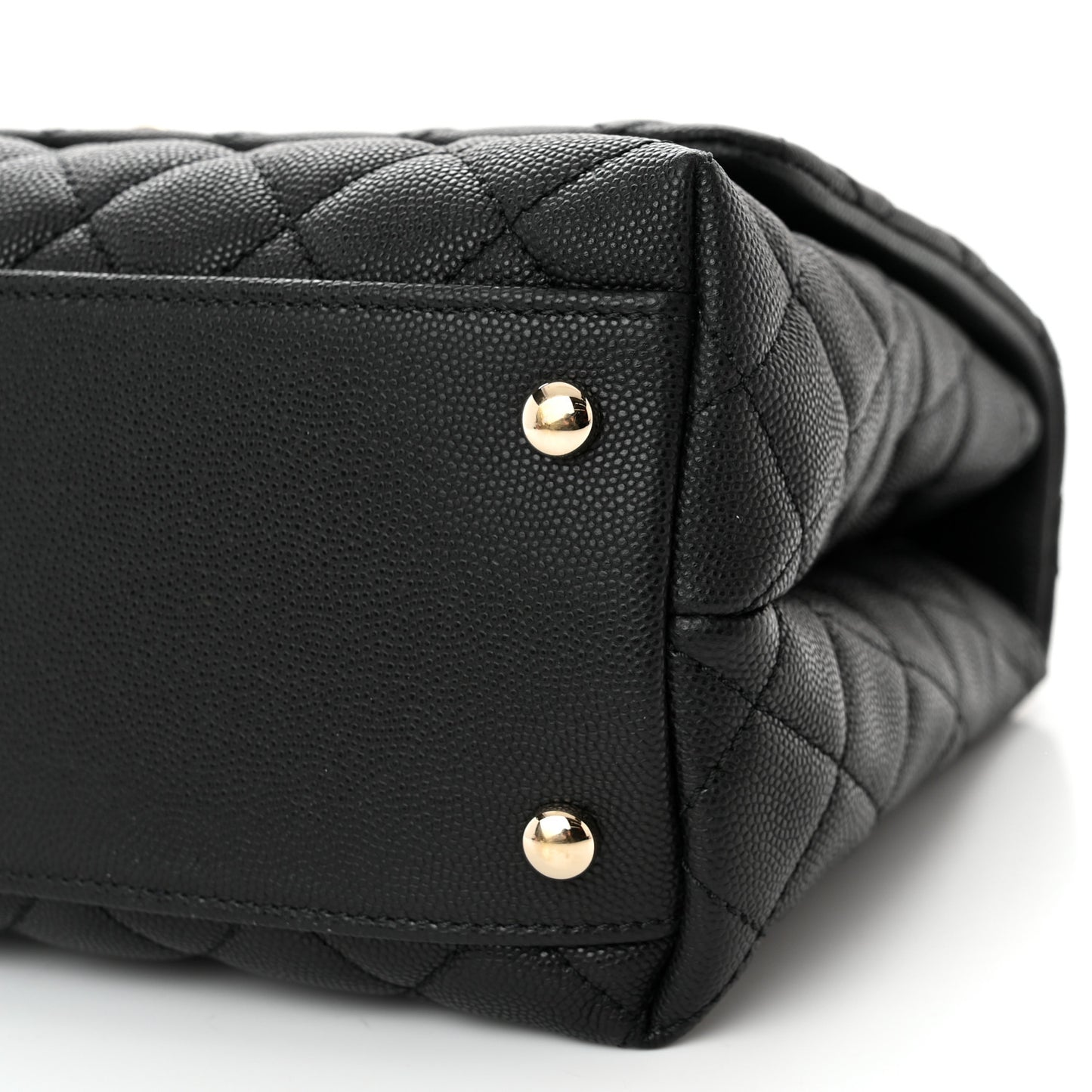 Caviar Quilted Small Coco Handle Flap Black