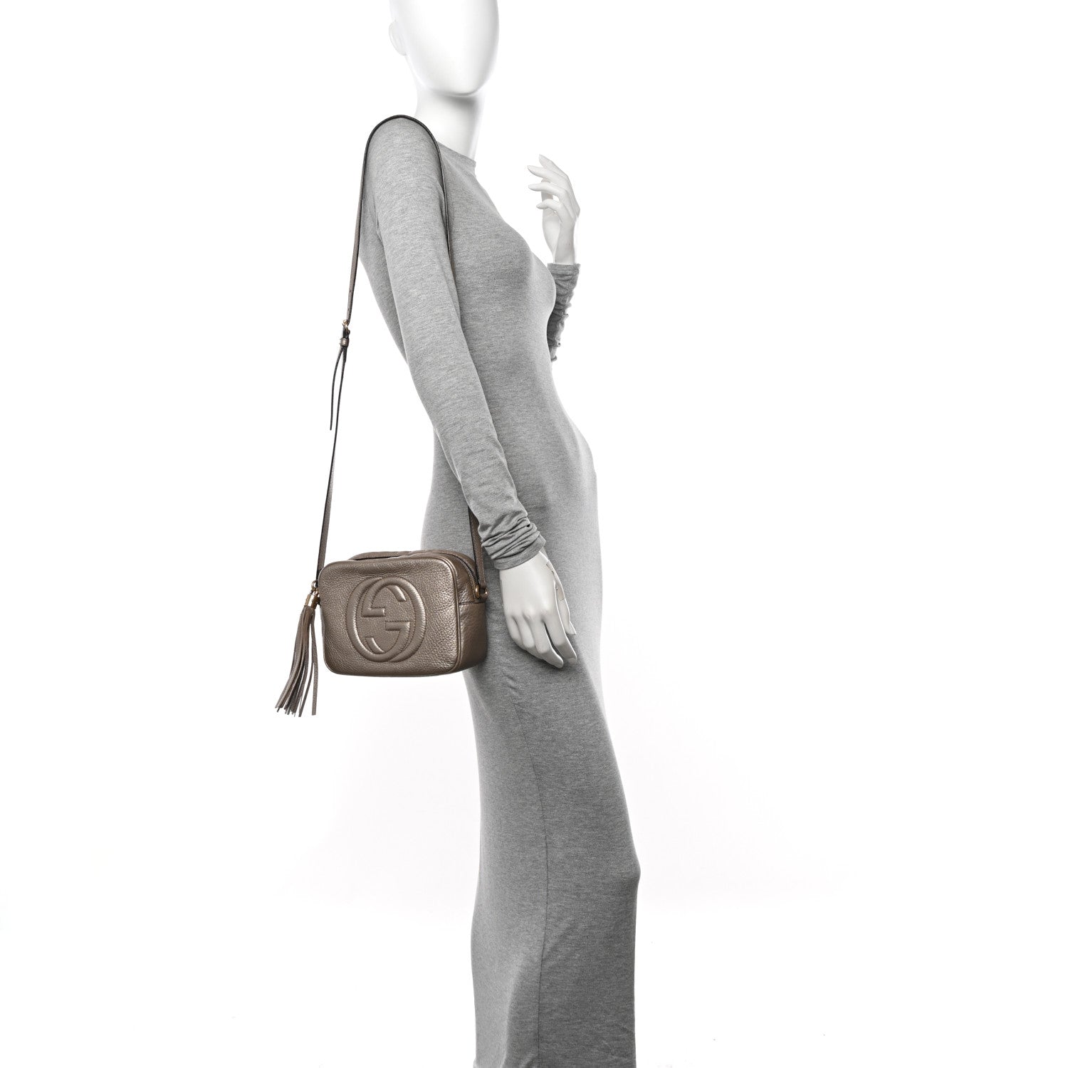 Gucci Metallic Pebbled Calfskin Small Soho Disco Bag Golden Beige 2 of 24