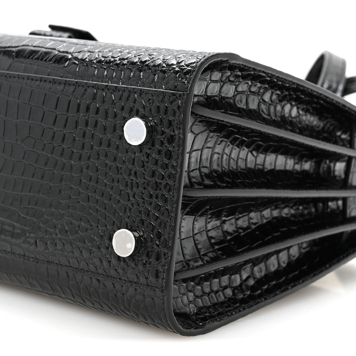 Calfskin Crocodile Embossed Baby Sac De Jour Black