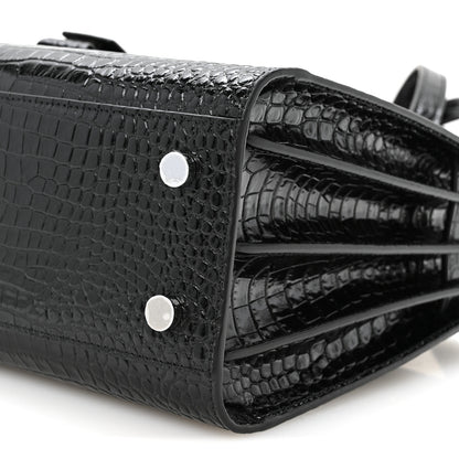Saint Laurent Calfskin Crocodile Embossed Baby Sac De Jour Black 10 of 11
