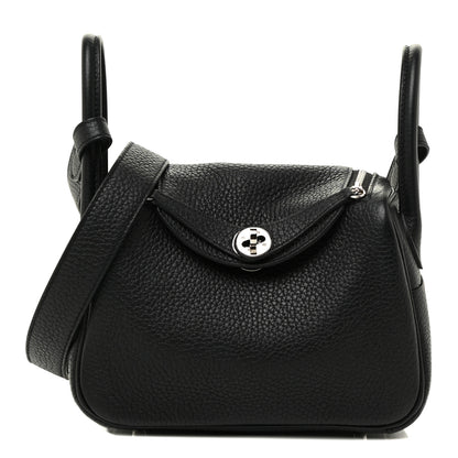 Hermes Taurillon Clemence Mini Lindy 20 Black 1 of 11