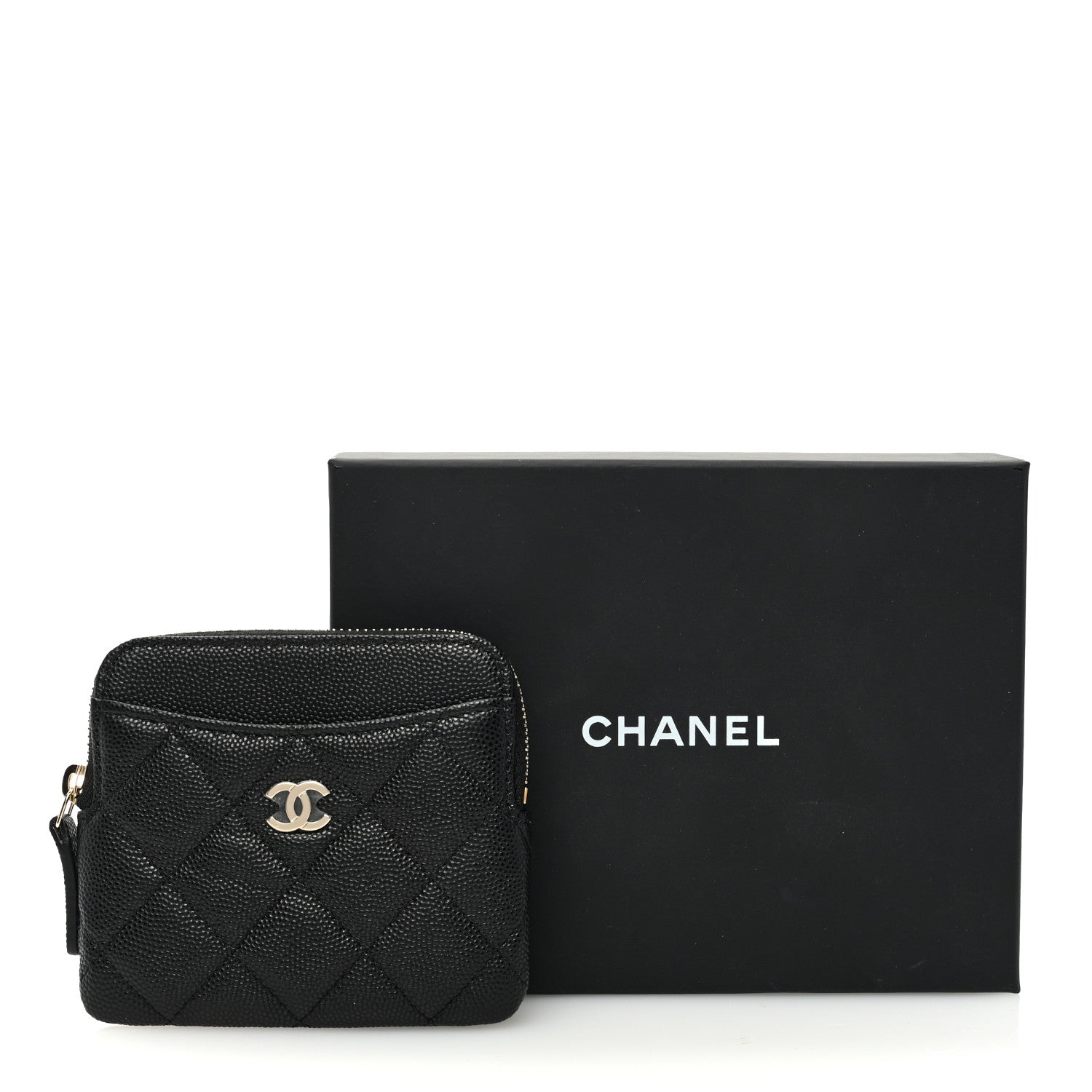 Chanel Caviar Quilted Zip Card Holder Wallet Black 8 of 8
