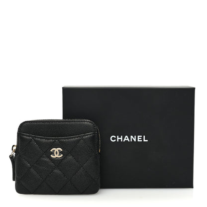 Chanel Caviar Quilted Zip Card Holder Wallet Black 8 of 8