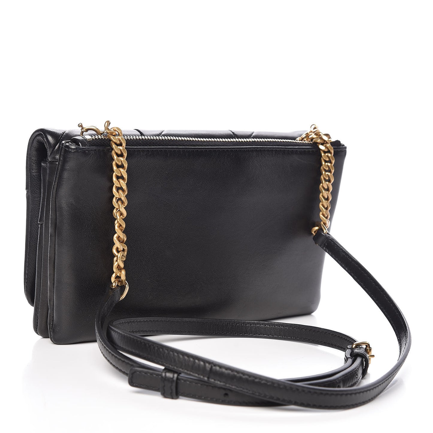 Lambskin Patchwork Monogram Jamie Chain Wallet Black