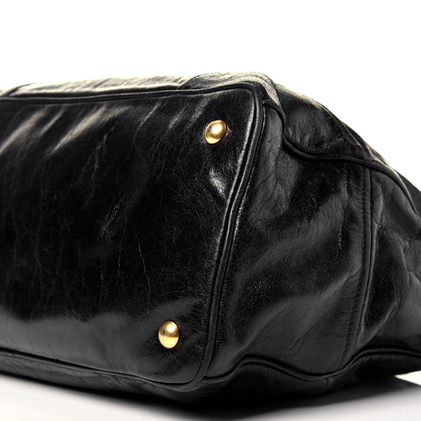 Vitello Shine Top Handle Satchel Black