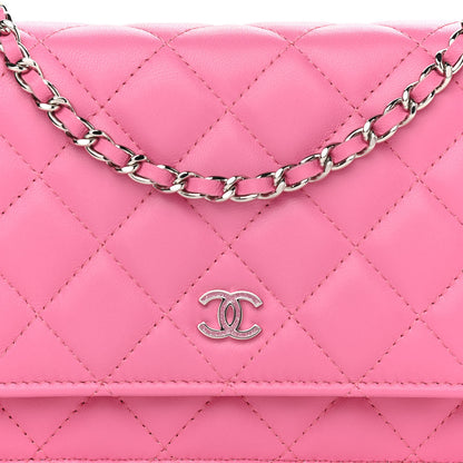 Chanel Lambskin Quilted Wallet on Chain WOC Pink 9 of 12
