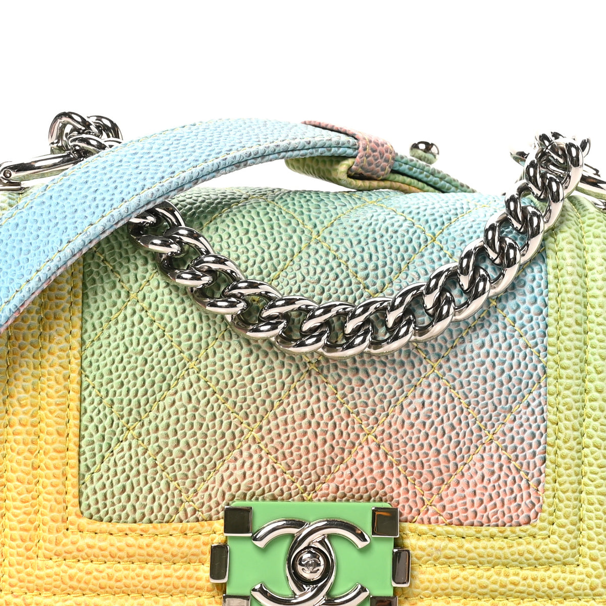 Chanel Caviar Quilted Mini Cuba Rainbow Boy Flap  Pink Multicolor 8 of 10