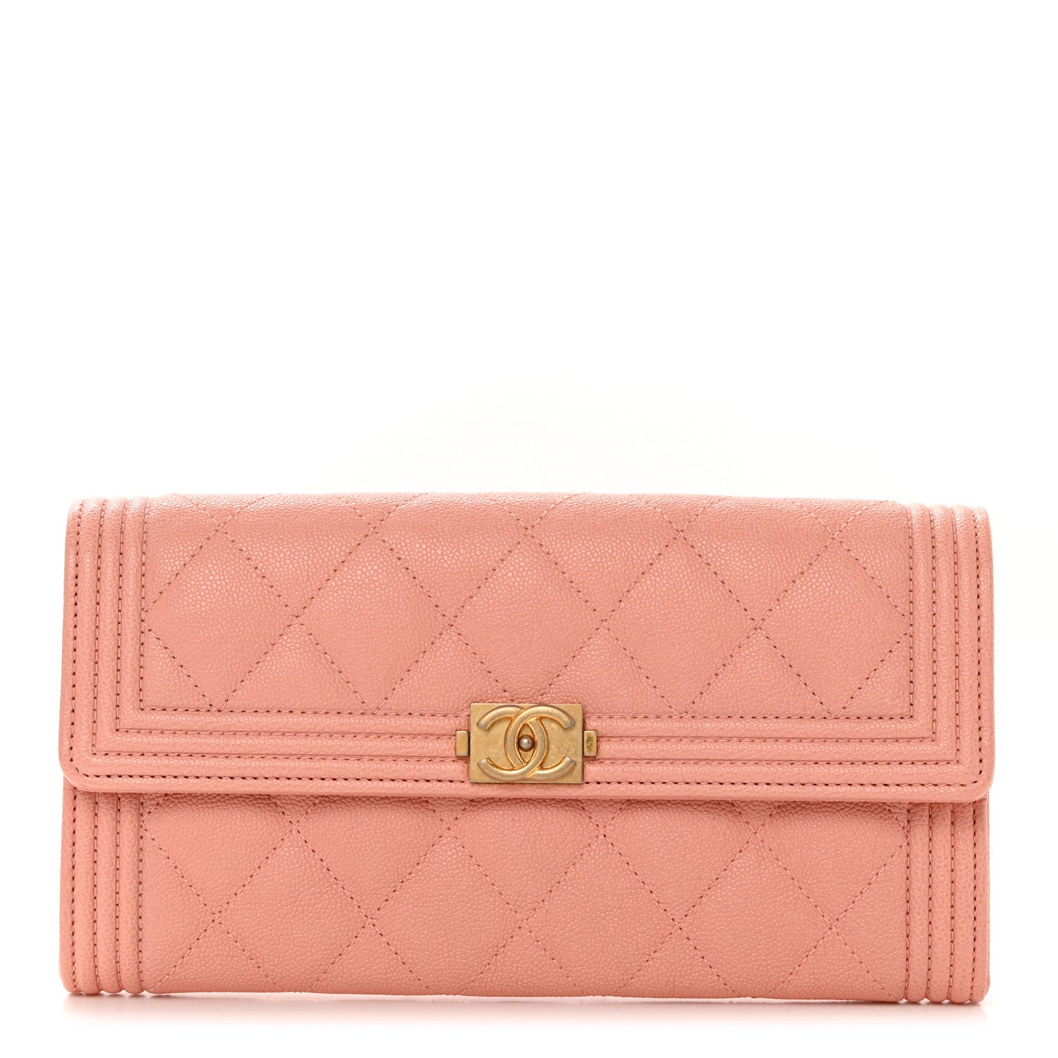 Chanel Caviar Quilted Large Boy Gusset Flap Wallet Rose Claire 1 of 8