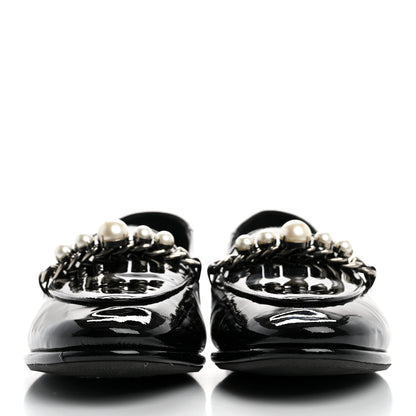 Miu Miu Vernice Soft Pearl Chain Convertible Loafers 39 Black 3 of 11