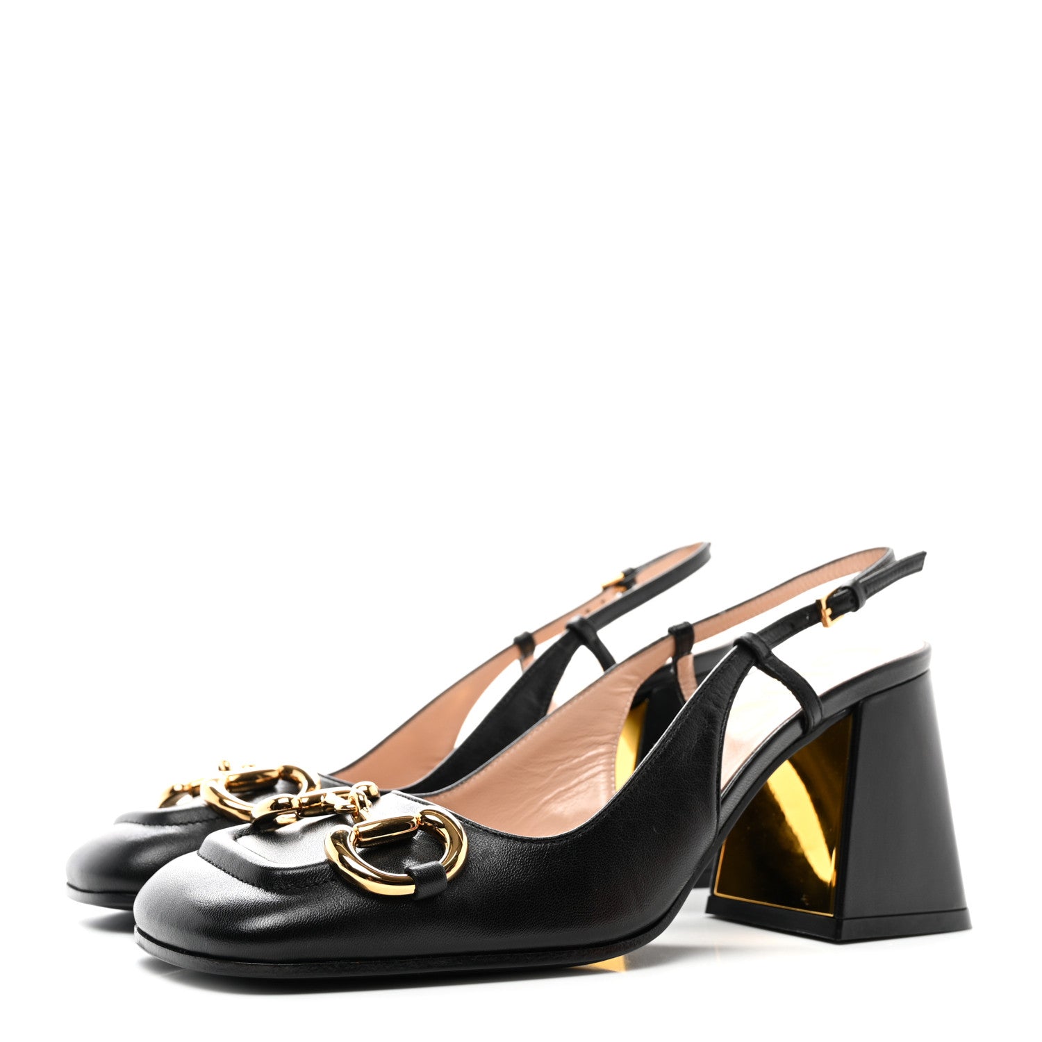 Gucci Malaga Kid Horsebit 75mm Slingback Pumps 36 Black 3 of 11