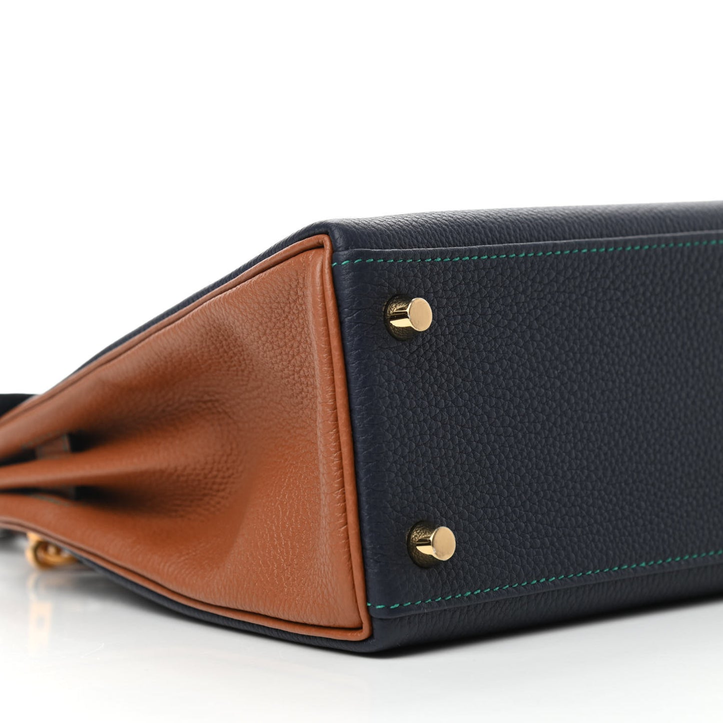 Togo Horseshoe Kelly Retourne 25 Blue Nuit Gold