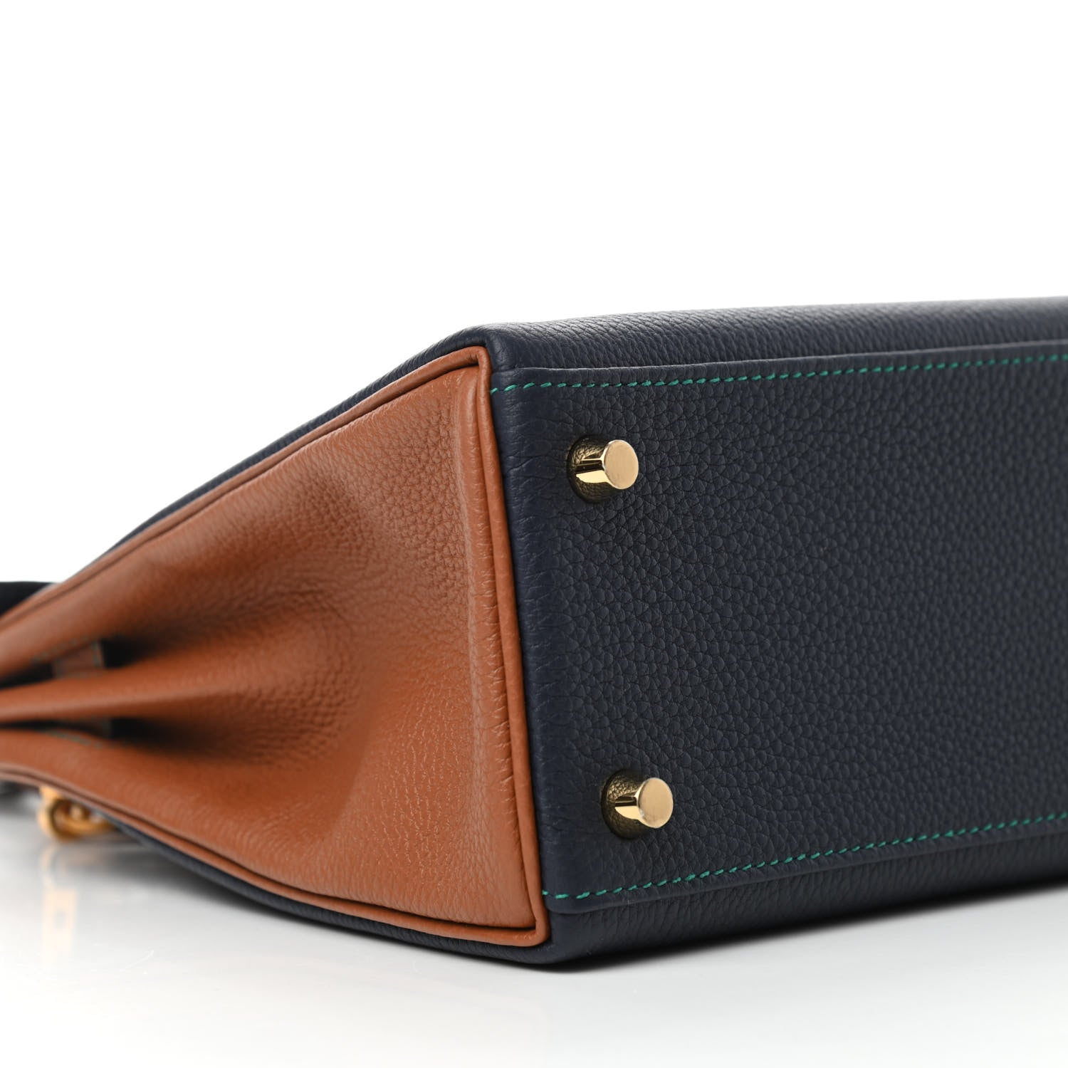 Hermes Togo Horseshoe Kelly Retourne 25 Blue Nuit Gold 10 of 11