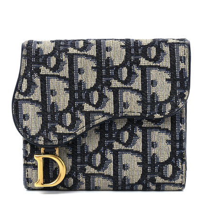 Christian Dior Oblique Saddle Lotus Wallet Blue 1 of 11