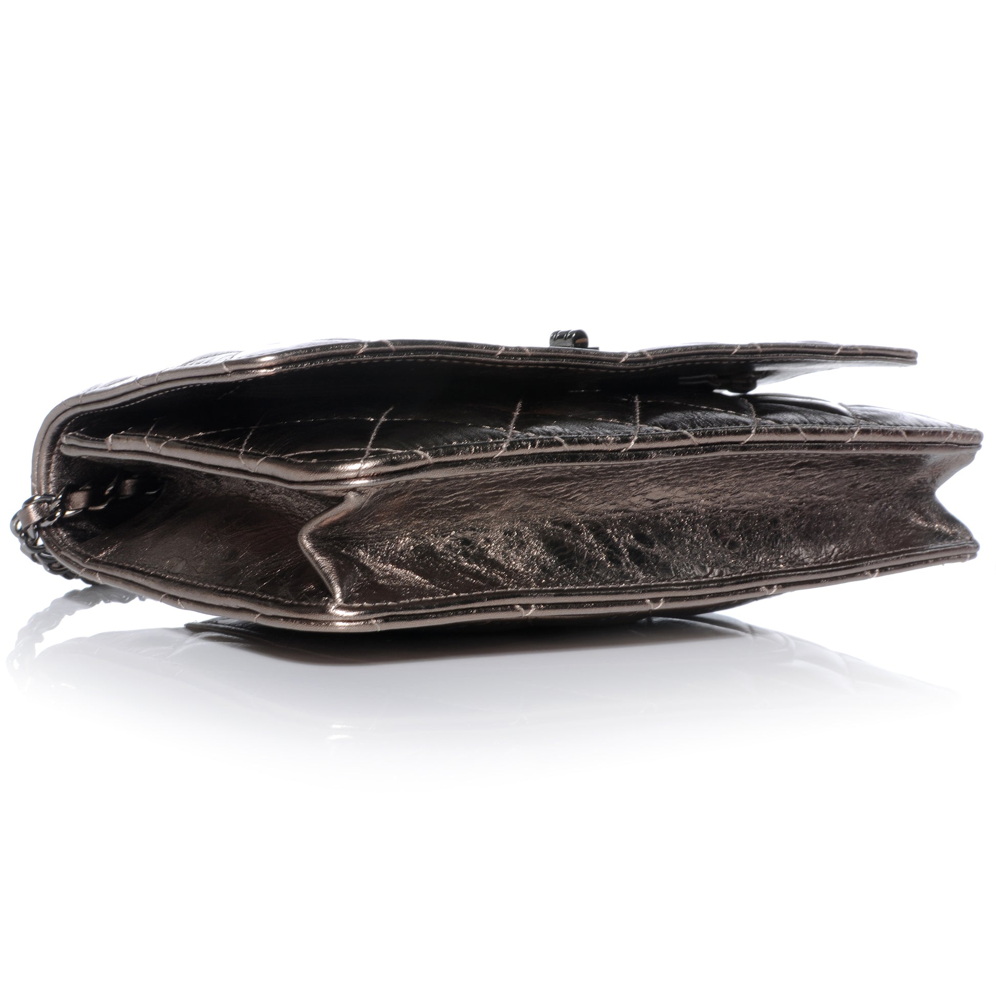 Chanel Calfskin Reissue Wallet On Chain WOC Dark Silver 5 of 10