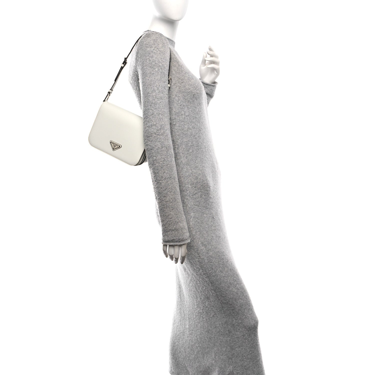 Prada Spazzolato Flap Shoulder Bag White 2 of 9