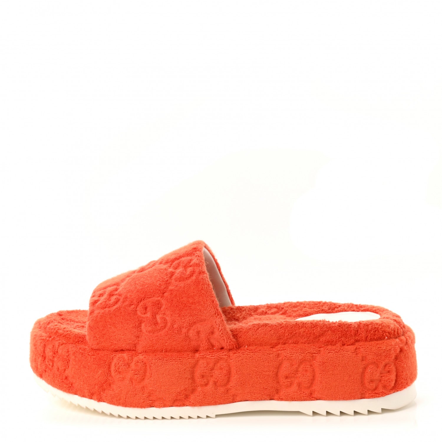 Gucci Terry Cloth GG Monogram Angelina Platform 55mm Slide Sandals 40 Deep Orange 1 of 9