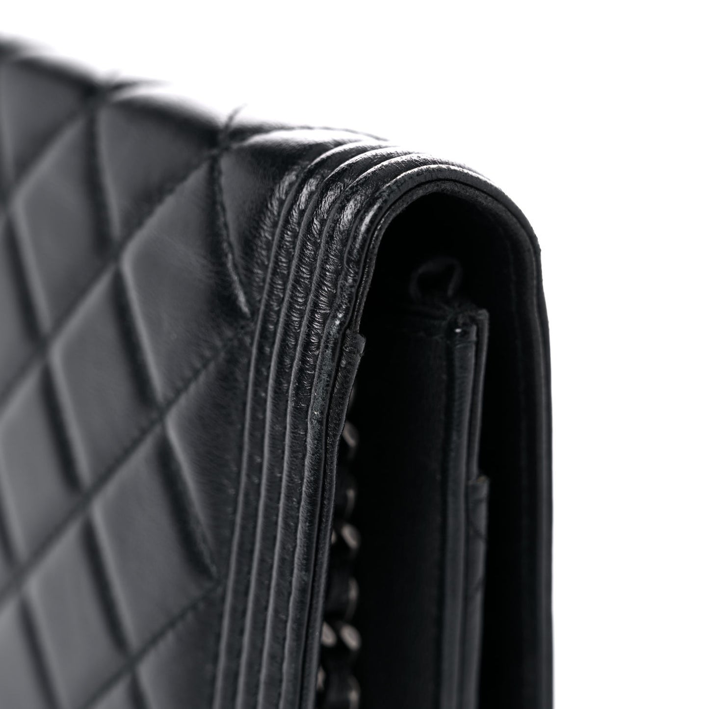 Lambskin Quilted Boy Wallet On Chain WOC Black