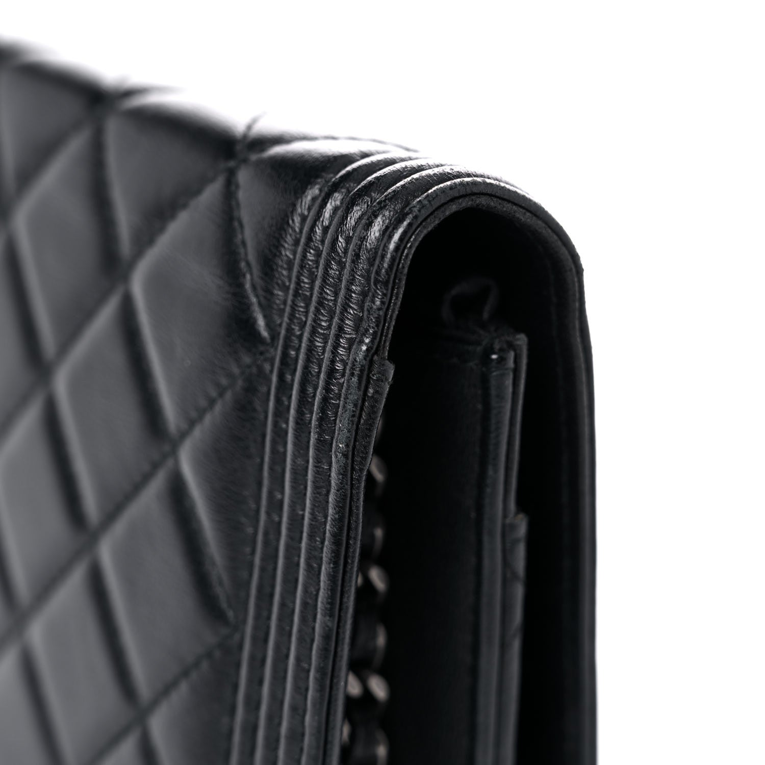 Chanel Lambskin Quilted Boy Wallet On Chain WOC Black 23 of 25