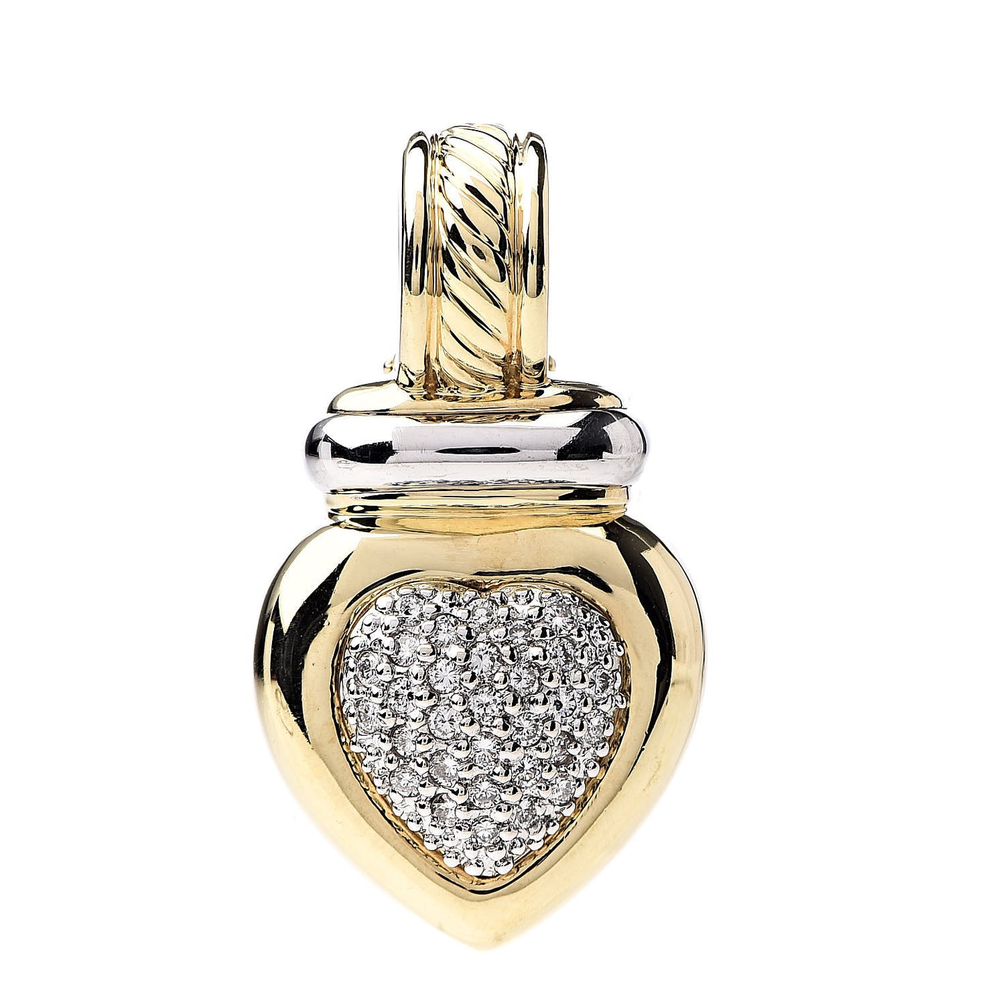 18K Yellow White Gold Diamond Heart Enhancer Pendant