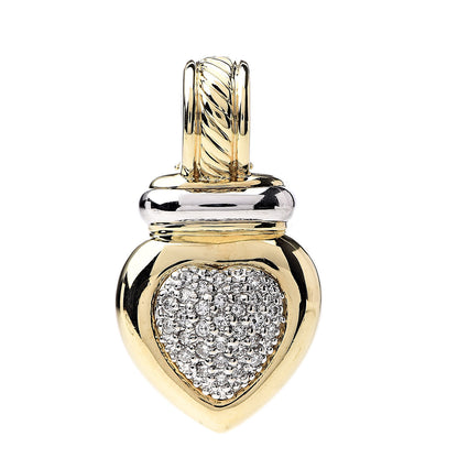 David Yurman 18K Yellow White Gold Diamond Heart Enhancer Pendant 1 of 3