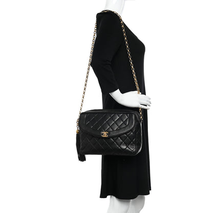 Chanel Lambskin Quilted CC Tassel Camera Case Black 2 of 15