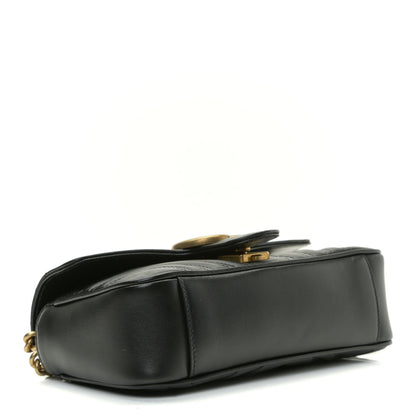 Gucci Calfskin Matelasse Mini GG Marmont Shoulder Bag Black 3 of 14