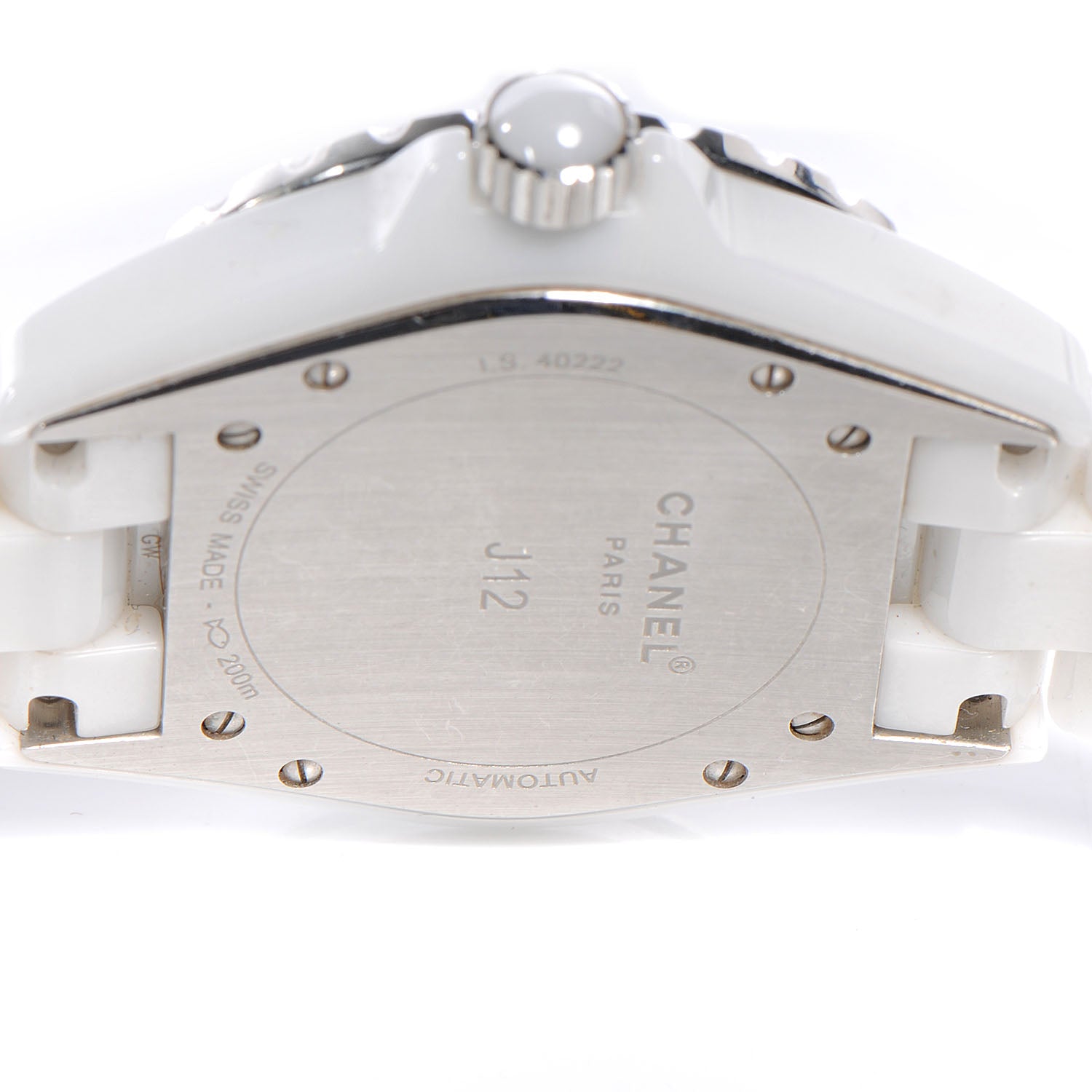 Chanel Stainless Steel Ceramic Diamond 38mm J12 Automatic Watch White 5 of 6