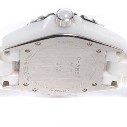Chanel Stainless Steel Ceramic Diamond 38mm J12 Automatic Watch White 5 of 6