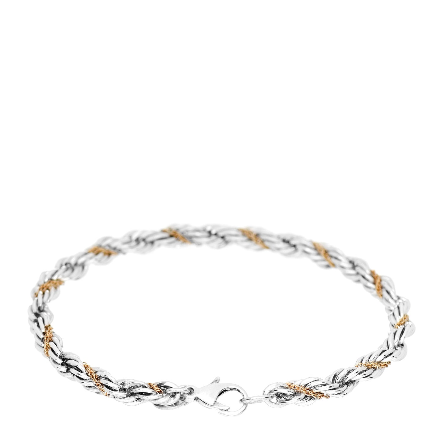 Sterling Silver 18K Yellow Gold Rope Chain Bracelet